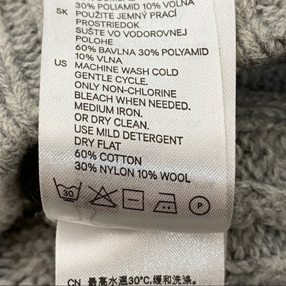 L.O.G.G by H&M short sleeve cardigan gray Cable Knit Cotton Wool Blend size L - Picture 10 of 11